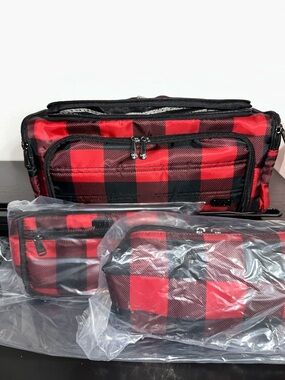 Lug Trolley 3 piece Set NWT Buffalo Check Red